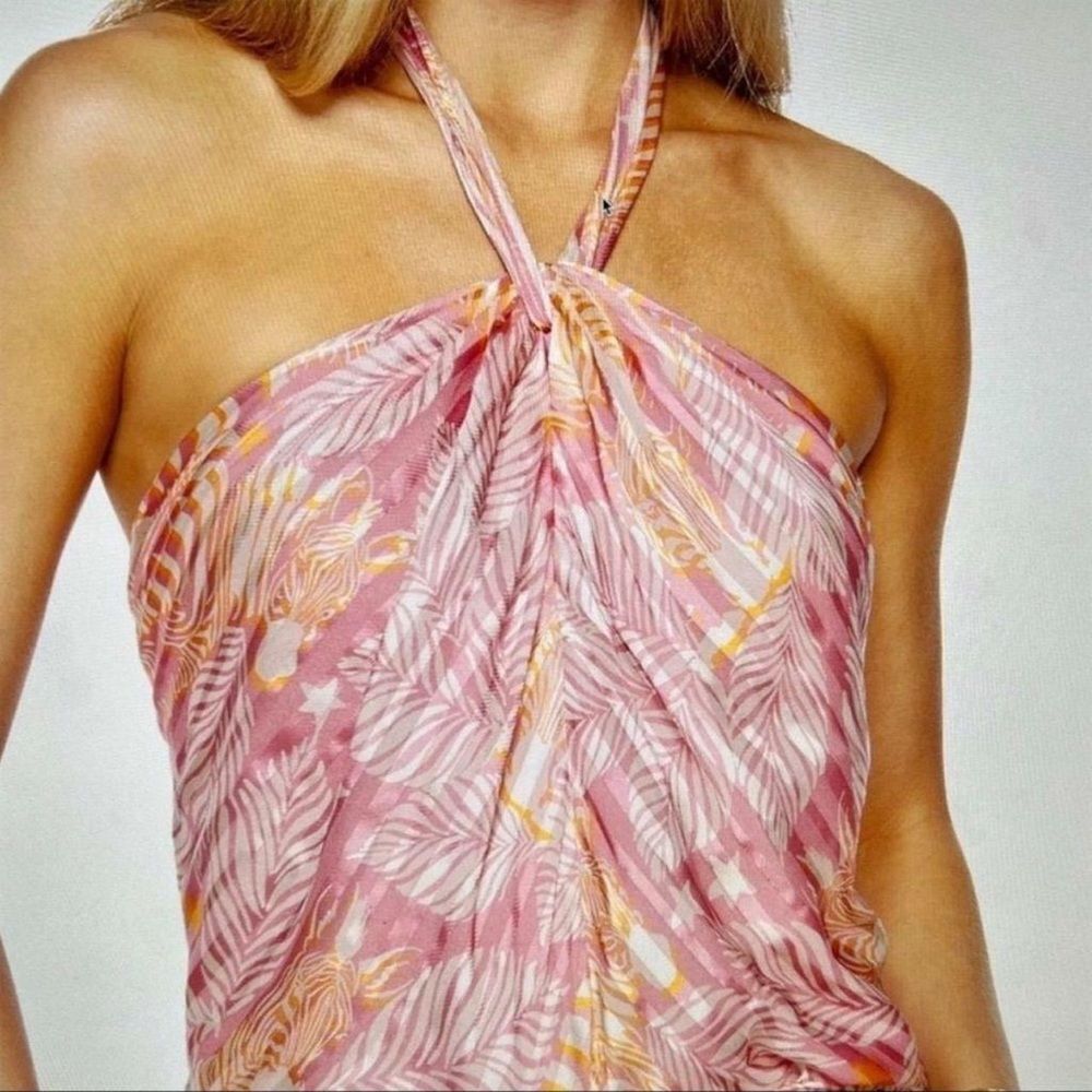 Ramy Brook Silk Zeebra Fern Halter Neck Top XS